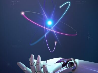 Grafika prezentuje super cząstkę. Jest to nawiązanie - trendy technologiczne w poligrafii.