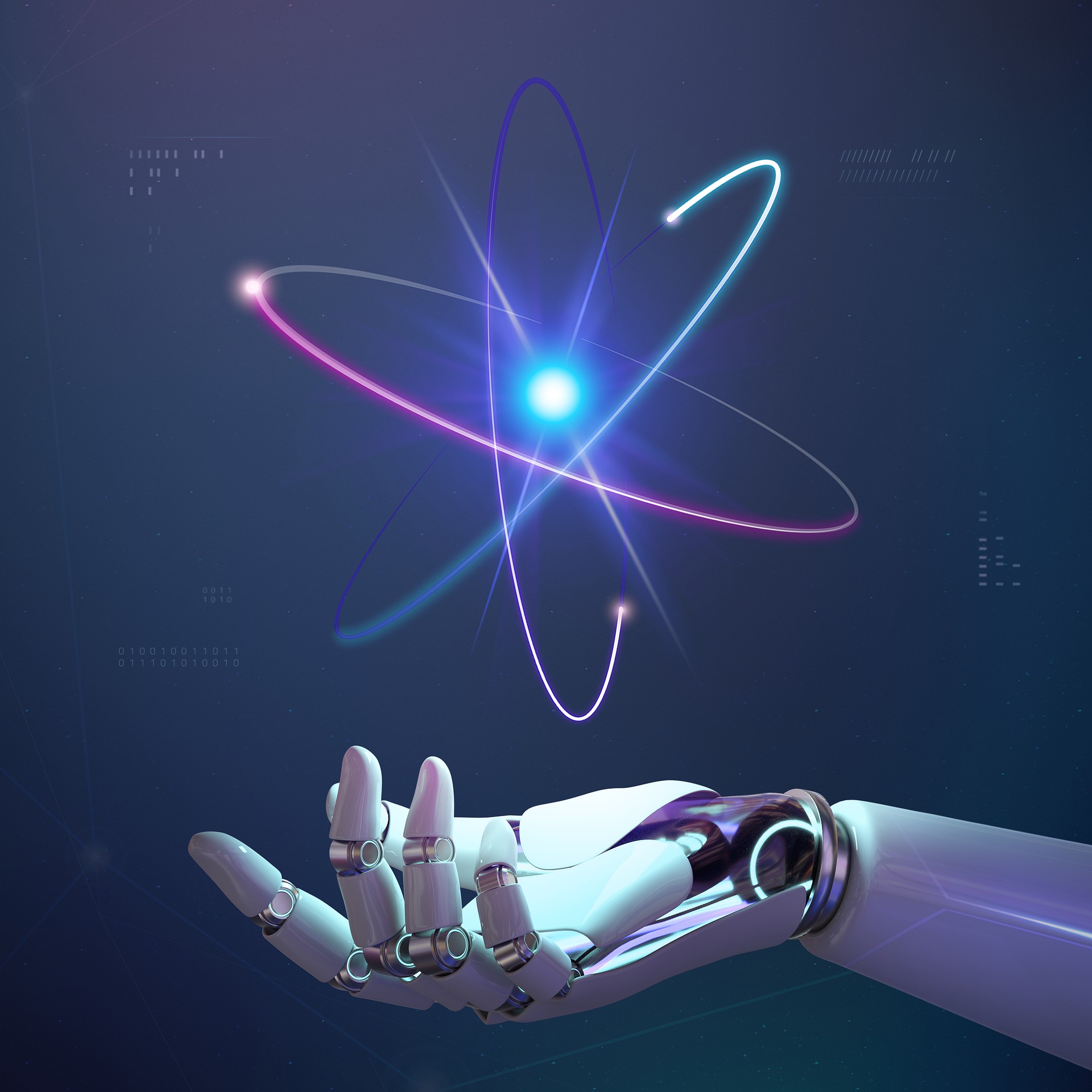Grafika prezentuje super cząstkę. Jest to nawiązanie - trendy technologiczne w poligrafii.